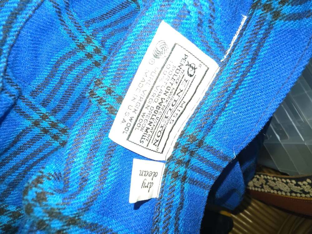 Vintage Pendleton 100% Pure Virgin Wool Blue Plaid Pleated Skirt